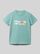Blue Seven Regular Fit T-Shirt mit Allover-Motiv-Print in Rauchblau, G...