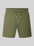 BOSS Badeshorts mit Label Stitching Modell 'ICONIC' in Khaki, Größe L