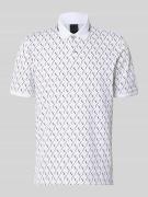 bugatti Slim Fit Poloshirt im Allover-Look in Weiss, Größe L