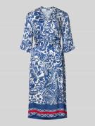 WHITE LABEL Tunikakleid aus Viskose mit Bindegürtel in Blau, Größe 42