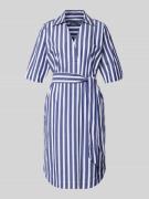 WHITE LABEL Knielanges Hemdblusenkleid mit Bindegürtel in Blau, Größe ...