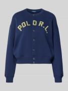 Polo Ralph Lauren Sweatjacke mit Label-Print und Knopfleiste in Marine...