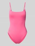 Polo Ralph Lauren Badeanzug mit Logo-Stitching in Pink, Größe L