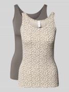Skiny Slim Fit Top mit Allover-Animal-Print im 2er-Pack in Beige, Größ...