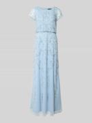 Adrianna Papell Maxikleid mit Ziersteinbesatz in Hellblau, Größe 38