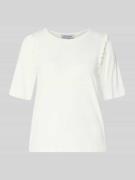 More & More Regular Fit T-Shirt aus Viskose-Mix mit Rüschenbesatz in O...