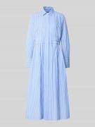 WHITE LABEL Regular Fit Midikleid mit Umlegekragen in Blau, Größe 34