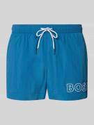 BOSS Regular Fit Badeshorts mit Label Print Modell 'MOONEYE' in Blau, ...