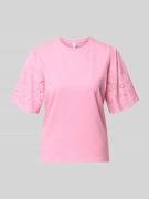 YAS T-Shirt mit Lochstickerei Modell 'LEX' in Mauve, Größe L