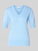FREE/QUENT Strickshirt mit V-Ausschnitt Modell 'Katie' in Hellblau, Gr...