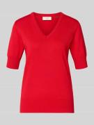 FREE/QUENT Strickshirt mit V-Ausschnitt Modell 'Katie' in Rot, Größe L