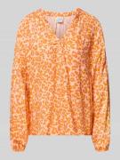 Emily Van den Bergh Damenbluse im Allover-Look mit V-Ausschnitt in Ora...