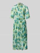 Luisa Cerano Midikleid mit Stehkragen und Falten aus Lyocell-Ramie-Mix...