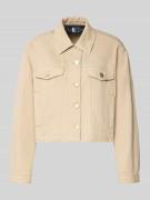 Luisa Cerano Jeansjacke mit Brusttaschen und Fransen in Sand, Größe 34