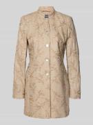 WHITE LABEL Slim Fit Longblazer aus Leinen mit Stehkragen in Cognac, G...