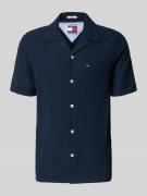 Tommy Jeans Regular Fit Freizeithemd aus Leinen-Baumwoll-Mix in Marine...
