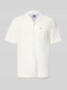 Tommy Jeans Regular Fit Freizeithemd aus Leinen-Baumwoll-Mix in Offwhi...