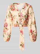 Guess Cropped Bluse aus Leinen-Viskose-Mix Modell 'SHIRLEY' in Rosa, G...