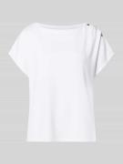 comma T-Shirt mit Zierknöpfen und Rundhalsausschnitt in Weiss, Größe 3...