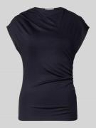 comma T-Shirt aus Viskose mit Rundhalsausschnitt in Marine, Größe 34