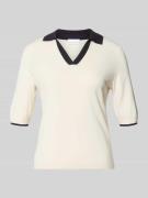 comma Strickshirt aus Viskose-Mix mit Polokragen und V-Ausschnitt in O...