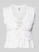 Only Regular Fit Blusentop aus Viskose-Leinen-Mix Modell 'GOA' in Weis...