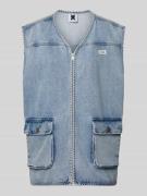 Karo Kauer Jeansweste mit Label-Patch in Blau, Größe L