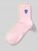 Jake*s Casual Socken mit Motiv-Stitching in Hellrosa, Größe 35-38