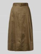 Tommy Hilfiger Midi-Rock aus reinem Leinen in Oliv, Größe 38