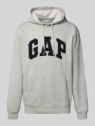 GAP Hoodie mit Logo und Känguru-Tasche in Hellgrau Melange, Größe L