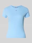 Tommy Jeans Slim Fit T-Shirt aus Baumwoll-Mix in Hellblau, Größe L