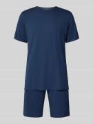 Schiesser Pyjama mit Logo in Marine, Größe 48