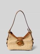 Guess Shoulder Bag in Flecht-Optik Modell 'Camden' in Beige, Größe 1