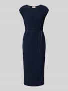 ROBE LÉGÈRE Midikleid mit Rundhalsausschnitt und Bindegürtel in Marine...