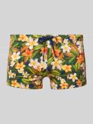 HOM Slim Fit Badehose mit floralem Allover-Print Modell 'Etna' in Mari...