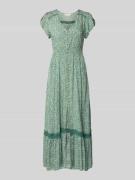 Apricot Midikleid aus Viskose mit Knopfleiste in Gruen, Größe L