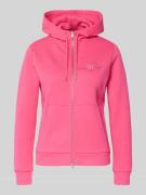 Gant Sweatjacke mit Zweiwege-Reißverschluss und Label-Patch in Pink, G...