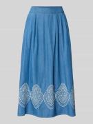 More & More Midirock in Denim-Optik mit Stitchings in Jeansblau, Größe...