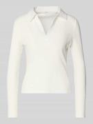 OPUS Longsleeve aus Viskose-Mix mit Polokragen Modell 'Seti' in Offwhi...