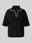 OPUS T-Shirt mit Umlegekragen und V-Ausschnitt Modell 'Soffice' in Bla...