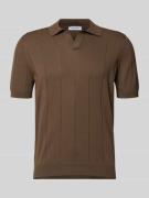 GRAN SASSO Regular Fit Poloshirt mit breiter Rippe und V-Ausschnitt in...
