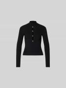 Self-Portrait Slim Fit Longsleeve aus Viskose-Mix in Black, Größe L