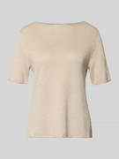 Marc O'Polo Regular Fit T-Shirt aus Baumwoll-Leinen-Mix in Stein, Größ...