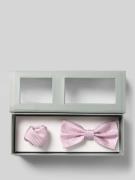 Roy Robson Fliege aus Seide im Set mit Einstecktuch in Rose, Größe 1