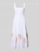 Staud Midikleid mit Motiv-Stitching Modell 'Wells' in Weiss, Größe 34