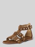 ALMA EN PENA Sandalette aus Leder mit Nieten in Hellbraun, Größe 41