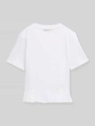 Tom Tailor Denim Relaxed Fit T-Shirt mit Volants in Weiss, Größe L
