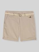 Tom Tailor Regular Fit Bermuda mit Gürtel in Taupe, Größe 34