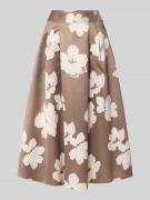 s.Oliver BLACK LABEL Midi-Rock aus Satin in Mittelbraun, Größe 34