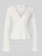 Only Regular Fit Langarmshirt in Wickel-Optik Modell 'PELLY' in Offwhi...